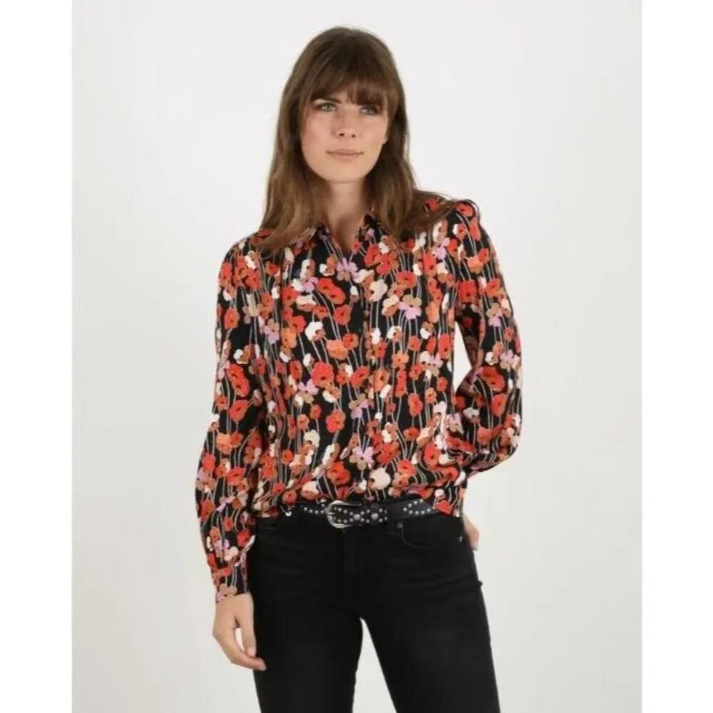 $375 NWOT See By Chloé Floral Top Blouse Shirt Long Sleeve Size 42 Button Up